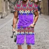 Tute da uomo Tuta Primavera Autunno Stampa 3D Manica corta O Collo Vestito Casual Abito maschile Hip-hop Luxury Man Set Estate Harajuku