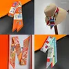 Men's Vests Luxury Silk Skinny Scarf 2024 Fashion Bag Handle Ribbon Ladies Horse Print Headband Small Hair Scarves Band Female