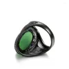 Cluster Rings Wbmqda Fashion Black Stone Finger For Women Gothic Jewelry 7-11 Big Size Men Ring Blue Stones 3 Color Select 2024