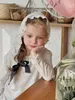 Girls Lace Hollow Embroidery Hooded T-Shirt Kids مرنة الخصر سروال 2024 الربيع أطفال القطن قمم قمم Z6976