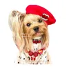 Designer Cane Gatto Berretto Cappello Fascia Artista francese Berretto Berretto Cane da compagnia Costume natalizio Hostess Accessorio per capelli Puntelli per foto Rosso S Y50