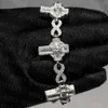 Hiphop hommes Faction bijoux en argent Sterling 925 glacé Vvs Baguette Moissanite diamant perlé croix Bracelet hommes