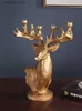 Dekorativa föremål Figurer Harts Handikraftornament Simulering av djurhjort Milu Deer Ljusstake Elk Candle Holder Pendant Home Decoration Accessories