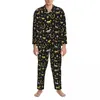 Men's Sleepwear Horse Racing Derby Day Autumn Black Gold Art Casual Loose Oversized Pajama Sets Men Long Sleeve Cute Home Suit