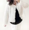 Basic Casual Dresses Autumn and Winter White Imitation Wool Sheep Roll Plush Fur One piece Pearl Buckle Long Sleeve Short Fur Coat Girl