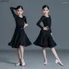 Stage Wear Children Latin Dance Dress Girls Long / Short Sleeve Lace Mesh Mordern Ballroom Dancing Dresses Kids Salsa Tango Skirt