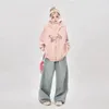 Dames Hoodies Mode Y2k Zip Up Hoodie Roze Vest Oversized Trui Vrouw Koreaanse Stijl Kleding Herfst Lange Mouw Ontwerp Vintage Top