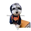 Tasarımcı Köpek Giysileri Marka Giyim Pamuk Hoodie Yumuşak Sıcak Kazak Lüks Kalp Desenli Pet Kış Paltosu Drop De Dhyvc için Soğuk Hava