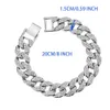 Fashion Fine Iced Out Jewelry Custom Gold Plated Long Clasp Cuban Link Chain Moissanite Hip Hop 15mm Cuban Bracelet