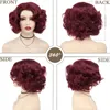 Perruques de cheveux synthétiques courtes vin rouge perruques pour femmes Cosplay perruque femme cheveux bouclés perruque naturelle pour Gril lumière perruque Halloween Costume 240306