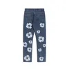Heren designer jeans paarse jeans Klassieke bloem trendy scheuren zwarte cargo jeans