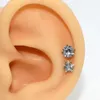 40st Steel Crystal Labret Lip Rings Heart Star Round Zircon Orelha Brosk Ear Helix Stud Tragus Barbell Piercings SMycken 240228