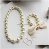 Wedding Jewelry Sets Kids Romantic Pearl Set For Children Simated Bead Necklace Bracelet Little Girls Toy Birthday Drop Delivery Dhas9