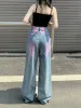 Jeans Frauen Retro Jeans Waschen Lila Street Hip Hop Casual Breite Bein Vintage Demin Hosen Y2k Lose Gerade Hosen Weibliche 2023