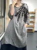 ドレス特大のエスニックスタイル刺繍プリントコットンTシャツドレス夏の女性カジュアルレディースTシャツドレス韓国のミディTシャツドレス