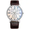 Three Eyes Flat Watch Quartz Classic Fashion Mens WristWatch217J