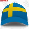 Bollmössor Sverige baseball gratis skräddarsydd namnnummer Team logotyp se hatt Swe Country Travel Sverige Nation Swedish Swedish flagghuvudbonader