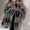 Kleid Zweiteiliges Set Strickjacke Paillettenkleid Naher Osten Arabische islamische Kleidung Dubai Türkei Muslimische Maxikleider für Frauen Partyabend