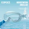 COPOZZ Groot Frame Volwassenen Zwembril Professionele AntiFog Sport Zwemmen Brillen Waterdichte Bril Voor Mannen Vrouwen 240306