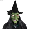 Designer Masks Halloween Witch Latex Mask Terror Long Hair Cosplay Party Ball Ghost House Headgear Live Props