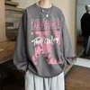 Herrtröjor vintage överdimensionerade tröjor 2024 manliga avslappnade toppar män trend långärmad koreansk stil lös rund hals tröja kreativ