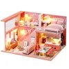 Arkitektur/DIY House DIY Dollhouse Wood Doll House Miniature with Furniture Kit Casa Musik Led Toys for Children Birthday Creative Presents L029