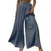 Women's Pants Spring Summer Trousers Stylish Lace-up High Waist Wide Leg Culottes For Women A-line Printed Ankle Length With Crotch