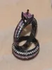 choucong Brand Design Pink Stone 5A Zircon Stone 10KT Black Gold Filled Engagement Wedding Band Ring Set Sz 511 Gift9538024