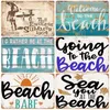 Metal Painting 2024 New Summer Beach Tin Painting Beach Surfing Bar Background Wall Home Decoration Painting T240306