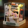 Architecture/DIY House Mini Miniature Doll House DIY Small House Kit Making Room Toys Home Bedroom Decorations With Furniture Wooden Craft DollHouses
