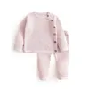 Clothing Sets Lzh 2021 Summer Spring Warm Baby Sweater Suit Knitted Solid Color Born Girl Clothes Cotton Soft Two-Piece Drop Delivery Dhxow