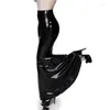 스커트 여성 반짝이는 특허 가죽 홉블 스커트 헴 루프트 레이디 하이 허리 허리 라텍스 랩 힙합 섹시 PVC 인어 관습