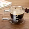 200mL/300mL Double Wall Mug Office Mugs Heat Insulation Double Coffee Mug Coffee Glass Cup Drinkware Milk Gifts for Friends 240306