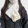 メンズベストかわいい漫画ベアのぬいぐるみスカーフ女性学生冬の韓国スタイルフェイクファー温かい厚いクロススカーフ秋の女の子ギフト