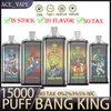 Originele Bang King 15000 Puffs wegwerp E Sigaretten Vape 20 Smaken 0%2%3%5%25 ml Voorgevulde POD 1,0oHm Mesh Mesh Coil 650 mAh Oplaadbare batterij Puff 15K BANG VAPE