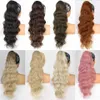 Krachtige Synthetische Lange Body Golvend Trekkoord Paardenstaart voor Vrouwen Wave Haar Clip in Haarstukje Zwart Fake 240229