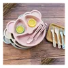 Vaisselle jetable dessin animé bébé enfants vaisselle ensemble alimentation assiette alimentaire plats bol avec cuillère fourchette assiettes écologiques M53 Drop Deli Dh29V