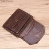 Money Clips Genuine Leather Wallet For Men Male Original Cowhide Vintage Short Mens Wallets wallet With Card Holder ID Window Coin Pocket L240306