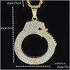 Anhänger Halsketten Hip Hop Handschellen Gold Anhänger Bling Iced Out Kristall Edelstahl Seil Kette Drop Lieferung Schmuck DHCXE