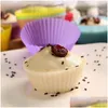 Cupcake 5pc/Lot Sile Cupcake Mold Heart Cakes Muffin Molds Bakeware Non-Stick Heat Motent Reusable Kitchen Cooking Maker Diy Cake D Dhcad