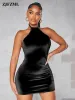 Kleid Einfarbig Ärmellose Neckholder Kleider für Frauen Sexy Elegante Party Club Hüfte Rock Kleid Rückenfreies BodyShaping Mini Prom vestidos