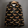 Women's Hoodies Halloween Spooky Long-Sleeve Orange Bat Print Trendy Casual Hoodie Harajuku Oversized Design Loose Hooded Sweatshirts