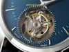 2024 RMS Factory Tourbillon Watch Montre pour homme Miroir en cristal saphir avec barre en or blanc et aiguilles glaive Profondeur étanche 100 mètres Bracelet en cuir Boîtier en acier