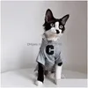 Cat Costumes Clothing Sphynx Hairless German Sphinx Trend Letter Short Sleeve Tshirt Cotton Breathable Thin Pet Cloth Drop Delivery Dhxfu