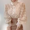 Vintage White Lace Blouse Shirts Women Korean Button Loose Shirt Tops Female Hollow Casual Ladies Blouses Blusas 12419 240229