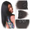 Cheveux humains malaisiens grossiers Yaki droit 7PCSSET clip droit crépus dans les extensions de cheveux humains extensions de cheveux clips noirs naturels4669437