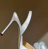 Mach scarpe eleganti sandali con tacco alto in raso doppio fiocco pompa dell'acqua cristallo decorativo scarpa da banchetto 10 cm pantofole da donna con cinturino alla caviglia con tacco alto