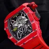 Athleisure Watch Designer Wristwatch RM Wrist Watch RM35-02 Men's Series NTPT COBOL FIBER Automatisk mekanisk herrklocka RM3502 Red Devil with Security Card