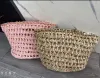 Berühmte Tasche Raffia gewebte Tasche Mini-Umhängetasche Charm-Klappe übergroße Magnetschnalle Handtasche Umhängetasche Damen Sommer Strohtasche Geldbörse