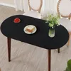 Table Cloth Color Fitted Oval Tablecloth Elastic Edge Black White Waterproof Cover For Dining Picnic Outdoor Camping Party Decor